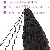 baratos Cabelo de crochê-Micro tranças brasileiras pré-enroladas, cabelo cacheado de crochê, 18 polegadas, cabelo de crochê com ondas d&#039;água, extensões de cabelo afro crespo e cacheado, cabelo sintético de crochê com ondas