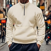 economico Felpe di base-Per uomo Felpa con cappuccio e zip Felpa Polo Felpa con zip Nero Bianco Blu Cachi Grigio Mezza zip Semplice Con zip Tasca Zip a un quarto Sport &amp; Outdoor Casuale Quotidiano Streetwear Cool