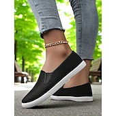 cheap Women&#039;s Sneakers-Women&#039;s Canvas Slip-On Sneakers – Lightweight Minimalist Flats for Daily Errands, Park Walks and Weekend Brunch Outings