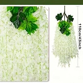 olcso Művirág-36 db-os műliliom virágfüzér, fehér függő műliliom esküvőre, partira, ünnepi dekorációra és otthoni kerti faldekorációra, karbantartásmentes