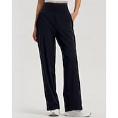 preiswerte Yogahosen &amp; Pumphosen-Damen Fitnesshose Pilates-Hosen Yogahose Mit Taschen Leicht Hohe Taille Fitnessstudio Pilates Zumba Unterteile Einfarbig Schwarz Weiß Dunkelmarine Herbst Sport Sportkleidung Mikroelastisch Lässiger