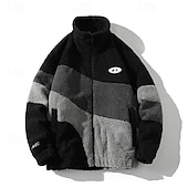 preiswerte Fleece &amp; 3 in 1 Jacken-Herren Windjacke Wanderjacke Wanderfleecejacke Winter Draussen Patchwork Thermik Winddicht Fleecejacken Schwarz Weiß Grau
