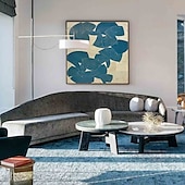 cheap Wabi Sabi-Handmade Oil Painting Canvas Wall Art Decoration Modern Abstract Blue-White Block for Home Decor Stretched Frame Hanging Painting/Rolled Frameless Unstretched Painting