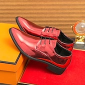 abordables Officiel-Chaussures à lacets en cuir verni vert pour hommes – chaussures habillées brillantes avec une finition polie, idéales pour les mariages et les soirées