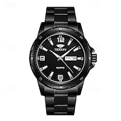 economico Orologi al quarzo-Elegante orologio da polso da uomo al quarzo con bracciale in acciaio inossidabile, resistente all&#039;acqua IPX7, con display luminoso per data e giorno, sportivo, versatile e alla moda.