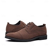 cheap Formal-Men&#039;s Oxfords Brogue Walking British PU Leather Suede Breathable Comfortable Slip Resistant Lace-up Dark Brown Black Blue Fall Winter