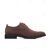 cheap Formal-Men&#039;s Oxfords Brogue Walking British PU Leather Suede Breathable Comfortable Slip Resistant Lace-up Dark Brown Black Blue Fall Winter