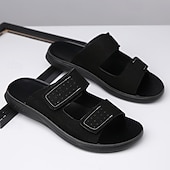 abordables Sandales de Vacances-sandales en similicuir marron pour hommes avec design perforé fermeture velcro réglable légères et respirantes idéales pour les voyages d'été et les journées à la plage