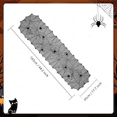voordelige Halloween Keuken-1 stuk Halloween polyester tafelkleed tafelloper - eigenzinnig spinnenweb kantontwerp voor gotische decoratie bij feestdagen, donkere servetten om de sfeer van uw kamer te veranderen herfst, Chris