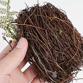 お買い得  彫像-鳥と卵が入った手作りの籐の鳥の巣、結婚式のディスプレイ用の籐の鳥の巣箱の装飾、テーブルのセンターピースや家の装飾用の森風の写真小道具