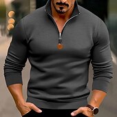 economico felpe in pile-Per uomo Felpa con cappuccio e zip Felpa con zip Felpa con cappuccio in pile Aalbicocca Nero Bianco Vino Rosso Colletto Mao Semplice Zip a un quarto Sport &amp; Outdoor Casuale Quotidiano Streetwear Cool