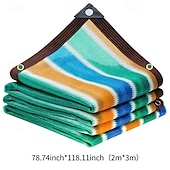 cheap Camping Furniture-Sun Shade Net, High-Density Breathable Colorful Striped Durable Plastic Sunshade Cloth for Patio, Picnic, Carport, Garden, Porch Awning