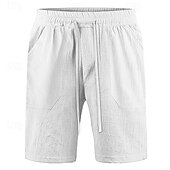 preiswerte Klassiker-Herren Shorts Leinenshorts Sommershorts Strandshorts Tasche Kordelzug Elastischer Bund Einfach Komfort Atmungsaktiv Knielang Lässig Täglich Ferien Urlaub Klassicher Stil Schwarz Weiß