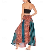 abordables Faldas gráficas-Mujer Falda Línea A Columpio Casual Boho Maxi Alta cintura Faldas Floral Estampado Microelástico Vacaciones Festivos Blanco Vino Azul Real Verde Oscuro Verano Poliéster