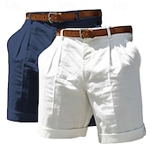 economico Classico-Per uomo Shorts Shorts di Lino Shorts eleganti Pantaloncini Estivi Shorts da Spiaggia Tasca Elastico in vita Gamba Dritta Semplice Comodità Traspirante Lunghezza al ginocchio Affari Casuale Quotidiano