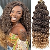 economico Capelli all&#039;uncinetto-Capelli ricci e ondulati all&#039;uncinetto, 24 pollici, per donne, con trecce hawaiane bordeaux, capelli sintetici, treccia bohémien all&#039;uncinetto, extension per capelli all&#039;uncinetto con onde d&#039;acqua.