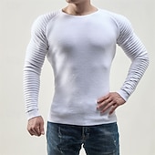 preiswerte Herrenpullover-Herren Pullover Strickpullover Gerippt Stricken Normale Oberteile Gestrickt Einfach Rundhalsausschnitt Mode Basic Urlaub Alltagskleidung Bekleidung Herbst Winter Schwarz Weiß M L XL