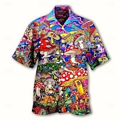 abordables Camisas estampadas para hombre-Hombre Comida Letra Camisa Abotonar la camisa Manga Corta Tropical Moda Hawaiano Exterior Diario Playa Verano Primavera Cuello Vuelto Estampado Abotonar Negro Negro / Verde Amarillo Verde Claro Negro