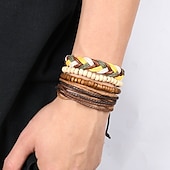 abordables Bracelets-Bracelet de métier à tisser Femmes Tropical Précieux Élégant Bracelet Bijoux Jaune pour Soirée