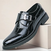 abordables Officiel-Chaussures habillées à boucle en similicuir marron pour homme avec motif crocodile – chaussures habillées élégantes pour le bureau et les événements professionnels