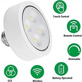 cheap Cabinet Light-Battery Operated Light Bulbs Sets of 2 LED Puck Lights with Remote Control AA Battery Bulb Dimmable E26 Screw in Type for Non Electric Pendant Light and Wall Sconce