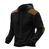 baratos hoodies básicos dos homens-Homens Moletons Waffle Moletom com capuz Preto Verde Cáqui Cinzento Com Capuz Bloco de cor Patchwork Trabalho Desportos e Ar livre Casual Básico Casual Treino Outono Inverno Roupa Moletons Moletons