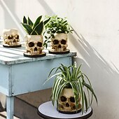 economico Halloween-fioriera scheletro chic - costruzione in poliresina resistente e impermeabile, versatile per interni &amp;decorazioni per esterni con piante, fiori e caramelle perfette per un Halloween spettrale e una