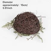 お買い得  彫像-鳥と卵が入った手作りの籐の鳥の巣、結婚式のディスプレイ用の籐の鳥の巣箱の装飾、テーブルのセンターピースや家の装飾用の森風の写真小道具