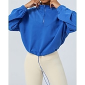 abordables Chaquetas impermeables-Mujer Sudadera tipo jersey Chaqueta para senderismo Chaqueta deportiva Al aire libre Elástico Trajes de senderismo Ropa de senderismo Otoño Sudadera Algodón Tenis Golf Corriendo Color sólido Violeta