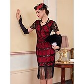 levne Šaty-Retro Řvoucí 20s 20. léta 20. století Bubenové šaty Šaty Úbory Velký Gatsby Svatební host Flitry Třásně Maškarní kostým Dámské Vánoce předvečer Všech svatých Karneval Párty a večer Svatební hostina