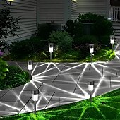 baratos Luzes e lanternas de caminho-10/20 peças de luzes solares LED para áreas externas, luzes de aço inoxidável com interruptor automático de mudança de cor, adequadas para jardim, entrada de garagem, gramado, natal, dia das bruxas,
