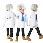economico Costumi per bambini-Scienziato Fisico Giornata STEM Parrucche cosplay Costume Cosplay Ragazzi Bambini Performance Vestirsi in modo educativo Vestiti per eventi scolastici Halloween Costume di Carnevale facile