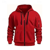 preiswerte Basic-Hoodies für Herren-Herren Kapuzensweatshirt Schwarz Weiß Wein Armeegrün Rote Mit Kapuze Einfach Reißverschluss Farbblock Sport &amp; Outdoor Lässig Täglich Polyester Cool Lässig sportlich Frühling &amp; Herbst Bekleidung