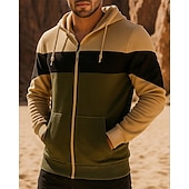 preiswerte Laufjacken-Herren Laufjacke Outdoorjacke Tasche Kordelzug Langarm Oberteil Athleisure Herbst Winddicht Wandern Laufen Sportbekleidung Sportkleidung Patchwork Weiß Rote Blau