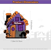 Недорогие Хэллоуинские венки и цветочные украшения-Деревянная вешалка на дверь с надписью «Добро пожаловать на Хэллоуин», фиолетовая вывеска с изображением дома с привидениями и кошки, жуткий венок на входную дверь для декора на Хэллоуин