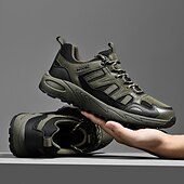 abordables Baskets-Homme Chaussures Décontractées Chaussures de randonnée Marche Occasionnel Cuir PU Maille Confortable Antidérapant Respirant À lacets Noir Jaune Vert Été Printemps