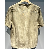 economico Casa-Per uomo Camicia Camicia di lino Camicia popover Camicia casual Camicia di cotone Semplice Vacanza Streetwear Giallo Chiaro Bianco Manica Corta Colletto alla coreana Estate Abbigliamento