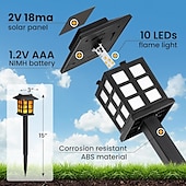 preiswerte Landschaftslichter-6 Stück Solar-Außenleuchte, wasserdicht, kleines Haus, blinkende Flamme, Bodenstecker, Licht für Innenhof, Garten, Weg, Rasen, Terrasse, Halloween, Weihnachtsfest, Atmosphäre, dekoratives Licht,