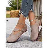 abordables Ballerines femme-Ballerines Mary Jane rétro larges pour femmes avec bride boutonnée, chaussures vintage confortables pour les promenades quotidiennes et les sorties à la ferme