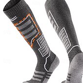 cheap Sports Socks-1 Pair Men&#039;s Women&#039;s merino wool socks Hiking Socks Sports Socks Thermal Warm Breathable Anti Blister Thick Outdoor Over The Calf Patchwork Merino Wool Dark Grey Black Pink for Ski / Snowboard