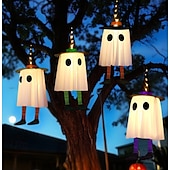 billige Halloween utendørs-3 stk. 60 cm halloween utendørs lys hengende lysende heksehatt lange ben utendørs innendørs halloween-fest fest hengende tre tak vegg festlig atmosfære dekorativt lys tre-knappsbatterier