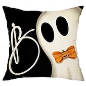 cheap Throw Pillows &amp; Covers-1 pcs Linen Pillow Cover, Halloween Square Traditional Classic