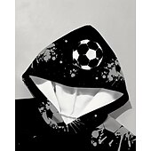 billiga Pojkens 3D Sporter &amp; Spel-Pojkar 3D Fotboll Huvtröja Långärmad Vår Höst Mode Streetwear Barn 4-12 år Huva Utomhus Ledigt Dagligen Normal