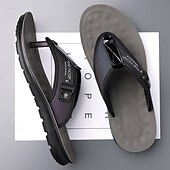 billige Ferietøfler-herre flip-flops i kunstskinn og netting, pustende slip-on-design med polstret såle, ideell for sommerstrand ved bassengkanten og avslappede helger