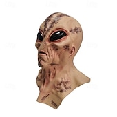 economico Maschera di Halloween &amp; Accessori-Maschera aliena spaventosa di Halloween per adulti, realistici costumi spaventosi, maschera in lattice per il viso, 4 varianti di colore, maschera horror extraterrestre, accessorio spettrale per feste