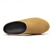cheap Men&#039;s Clogs &amp; Mules-Men&#039;s Khaki Backless Mule Loafers – Minimalist Slip-On Comfort Shoes with Soft Faux Suede for Indoor Lounging Casual Errands and Summer Relaxation