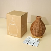 cheap Bedside Lamp-1pc Rattan-Style AromaMaster - Waterless Auto Shut-Off Essential Oil Diffuser for Aromatherapy Humidification and Air Purification with Whisper-Quiet Operation and Portable Design