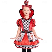 voordelige Meisjeskostuums-Alice in Wonderland Sprookje Hartenkoningin De rode koningin Venijn Jurken Kostuum Verhaalboekpersonages Cosplay Film cosplay for Voor meisjes Kinderen Halloween Carnaval Wereldboekendag Prestatie