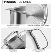 baratos Utensílios de Cozinha-Panela de óleo de aço inoxidável 304 de 1,5 l/2 l com filtro, recipiente de gordura essencial para fritura profunda, filtro de óleo versátil de grande capacidade e multifuncional para fritar, ferver e