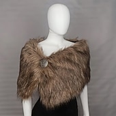 preiswerte Umhänge &amp; Mäntel-Retro Vintage Mittelalterlich Maskerade Kunstpelz-Schal Wikinger Damen Vikinger Karneval Neujahr Maskerade Party &amp; Abend Erwachsene Schal Herbst Winter